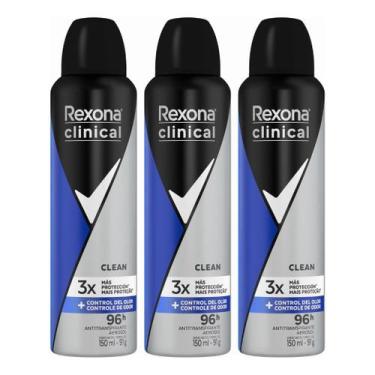 Imagem de Kit C/3 Desodorante Rexona Men Clinical Clean 150ml