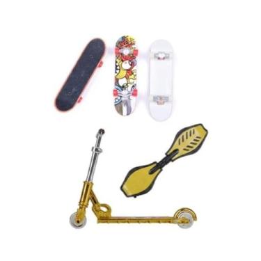 Imagem de Skates De Dedo - Kit 4 Fingerboards Conjunto com 3 Skates De Dedo Com Lixa Mais Acessórios Extras Brinquedo Para Criança