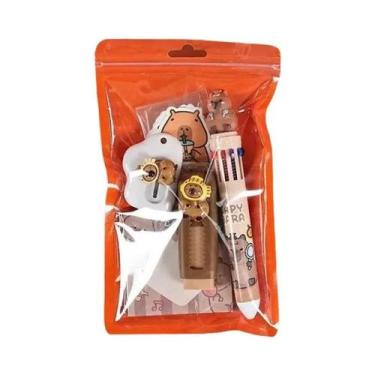 Imagem de Conjunto De Material Escolar Com Padrão De Capivara, Suprimentos Escol