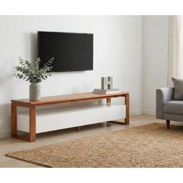 Imagem de Rack para TV até 60 Polegadas em Madeira Maciça 140cm 2 Gavetas Craft 