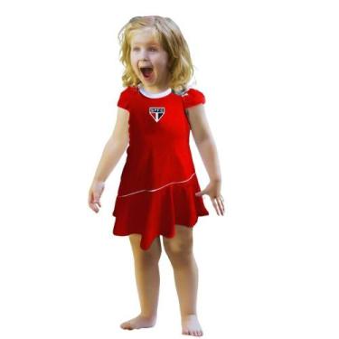 Imagem de Vestido Bebê ao Infantil São Paulo Vermelho Onda Oficial, Tam 1