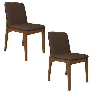 Imagem de Kit 2 Cadeiras Estofadas Windsor Freijó/suede Marrom - M.a