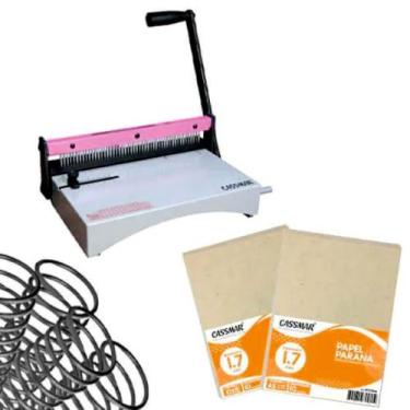 Imagem de Kit Encadernadora Espiral Manual A4 Espiramatic Cassmar 10fls + Insumo