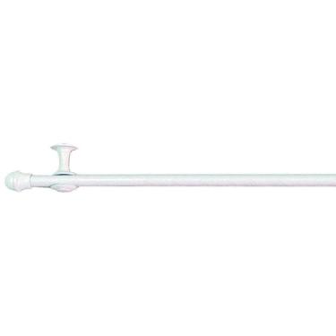 Imagem de Kit Varão Simples Para Cortina 3,00m Vilela Metalizado 100% Ferro - Branco