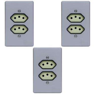 Imagem de Kit 3 Tomada Dupla 250V Com Placa 10A Pial Legrand 54345