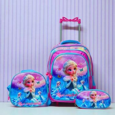 Imagem de Kits Mochila Infantil Rodinha Silicone Grande Moana Reforçad COR:VERDE