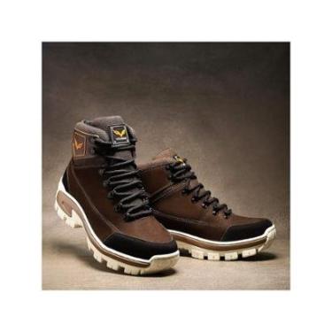 Imagem de Coturno Adventure Couro Masculino Palmilha em Gel Solado Costurado Tratorado Trilha Rap...