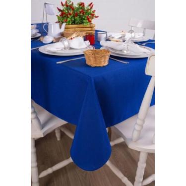 Imagem de Toalha de Mesa Retangular em Oxford Azul Royal, 1,40 x 2,10