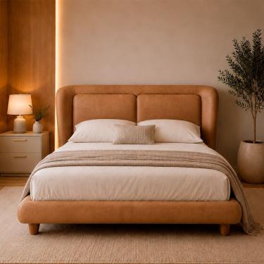 Imagem de Cama Japonesa Casal Haru com Cabeceira Madeira de Eucalipto Caramelo Sallar Home 156CM