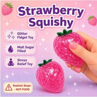 Imagem de Squishy de Morango com Glitter Brinquedo Fidget de Apertar Cor Sortida