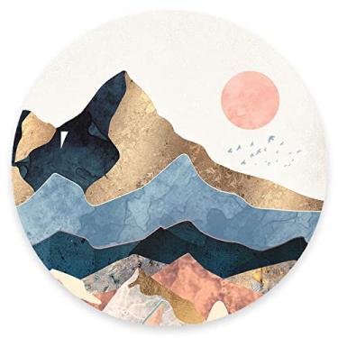 Imagem de Armanza Mouse Pad, Mouse pad com textura premium com base de borracha antiderrapante à prova d'água, mouse redondo fofo para acessórios de mesa de computador laptop, 19 x 19 cm, nascer do sol