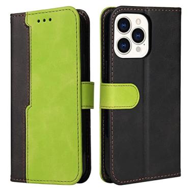 Imagem de GSYH Capa carteira para iPhone 13 Mini/13/13 Pro/13 Pro Max, capa flip de couro legítimo com compartimentos para cartão fecho magnético TPU à prova de choque proteção de câmera com suporte, verde, 13pro max 17 cm