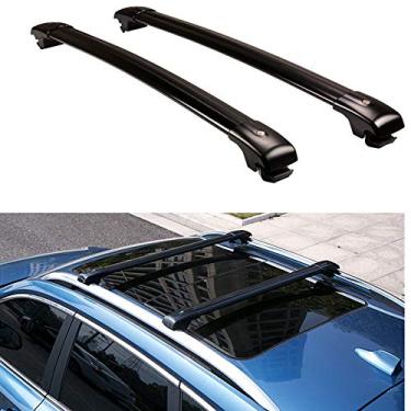 Imagem de UDP-Auto 2 peças barras transversais ajustáveis barras transversais traváveis no teto rack de bagagens bagagens bagagens bagageiro bagageiro suporte de carga adequado para Cadillac SRX 2010-2015 - preto