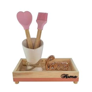 Imagem de Kit Espátula Coração + Pincel Silicone com Cabo Madeira