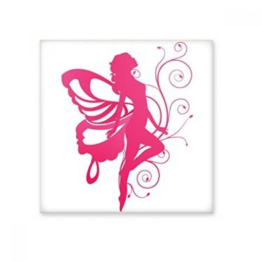 Imagem de Borboleta com asa rosa lindo anjo azulejo de cerâmica brilhante decalque pedra adornada tijolo vitrificado