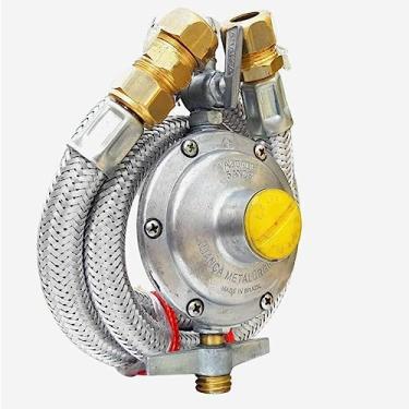 Imagem de regulador aliança 5kg mangueira metálico aço inox 1,2 metros