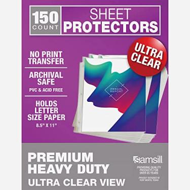 Imagem de Samsill Protetores de folha ultra transparentes, pacote com 150, protetores de página de 21 x 28 cm para fichário de 3 anéis, resistente premium, tamanho carta, carregamento superior, sem ácido