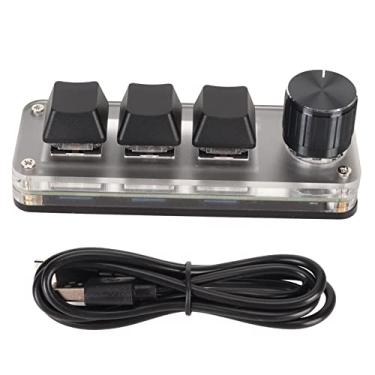 Imagem de Cyrank Teclado USB Mini 3 teclas, teclado mecânico para jogos com botão teclado de programação com fio (preto)