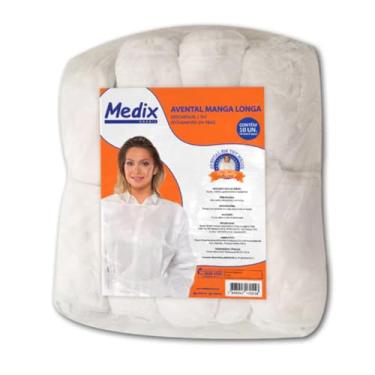 Imagem de MEDIX Avental Descartável Manga Longa 16G Medix - Pacote Com 10 Unidades