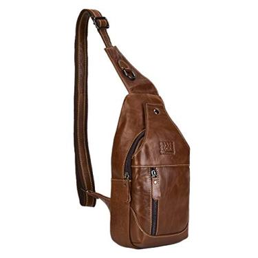 Imagem de Mochila tiracolo de couro vintage pequena preta tiracolo para homens mulheres vintage, Marrom escuro, One_Size