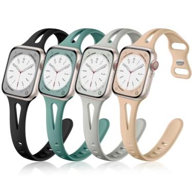 Imagem de Getino Pulseira feminina para Apple Watch Ultra, série 11, 10, 9, 8, 7, 6, 5, 4, 3, 2 e 2 de 38 mm, 40 mm, 40 mm, 41 mm, 44 mm, 45 mm, 46 mm, 49 mm, preta, cinza seixo/verde cipre/chá