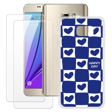 Imagem de MILEGOO Capa para Samsung Galaxy Note 5 + 2 peças protetoras de tela de vidro temperado, capa de TPU de silicone macio à prova de choque para Samsung Galaxy Note 5 (5,7 polegadas)