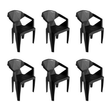 Imagem de Kit 6 Cadeiras New Alegra Pp Preta - Mahara