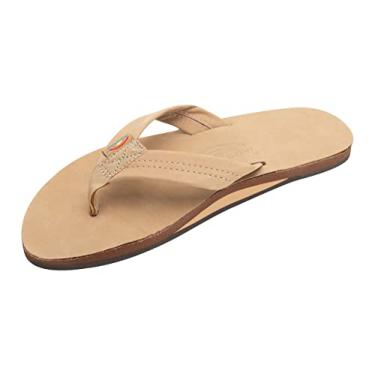 Imagem de Rainbow Sandals Sandálias masculinas de couro rasta - camada única de dois tons de couro preto com sola média rasta, Sierra Brown, 8.5-9.5