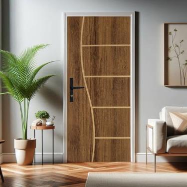 Imagem de Kit Porta de Madeira 215x85cm Batente de Aço 14cm Duraplac Marrom