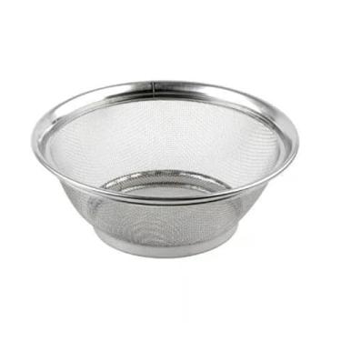 Imagem de Escorredor de Alimentos 28cm em Aço Inox Cromado - Cesta Casa em Cozinha - Multiuso Peneira de Arroz Macarrão - PANAMI