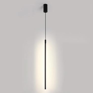 Imagem de Luminária pendente linear preta, tubo longo, lâmpada suspensa, luminária de cabeceira do quarto, lustre de linha minimalista, luzes de teto para sala de estar, escritório, café, bar, decoraç