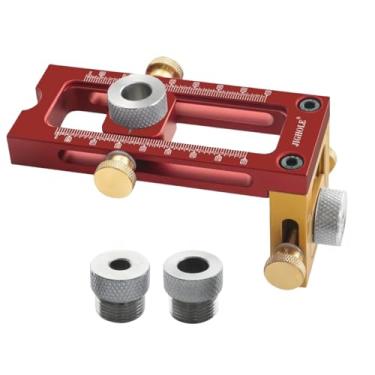 Imagem de Gabarito de parafuso ajustável 2 em 1 kit de guia de broca de cavilha cruzada para marcenaria perfurador localizador de furo de bolso (conjunto B)