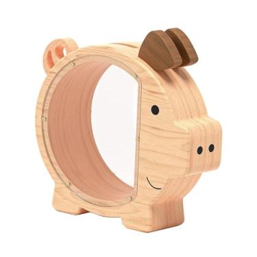 Imagem de DimyFew Caixa de Cofrinho de Madeira Transparente, Cofrinho, Jarra de Gorjeta para Cafeteria, Recipiente de Armazenamento de Jarra de Poupança para Decoração,