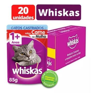 Imagem de Sachê Whiskas Ração Úmida Gatos Todos Tamanhos Caixa 20un, CASTRADO CA