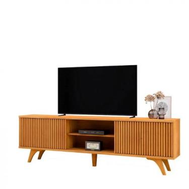 Imagem de Rack Para Tv 75 Ripado 2 Portas Valencia Com Pés Madeira Maciça Mavaul