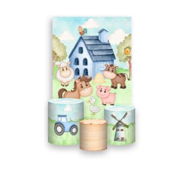 Imagem de Painel De Festa Vertical 1,50 x 2,20 + Trio De Capas Cilindro - Fazend