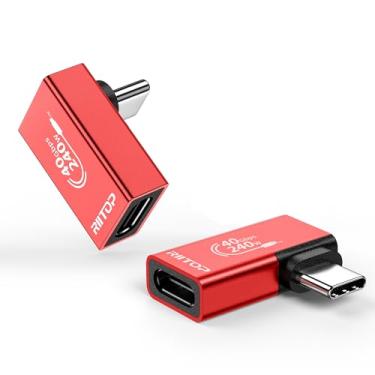 Imagem de RIITOP Extensor USB 4 adaptador de 90 graus USB C ângulo reto macho para fêmea conector 40Gbps 240W PD carregamento compatível com Thunderbolt 4 para MacBook Pro, Tablet, ROG Ally, Steam Deck e mais