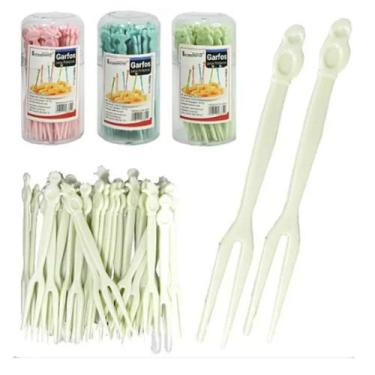 Imagem de Mini Garfos Para Petiscos Frutas Em Plástico 120 peças - Inter
