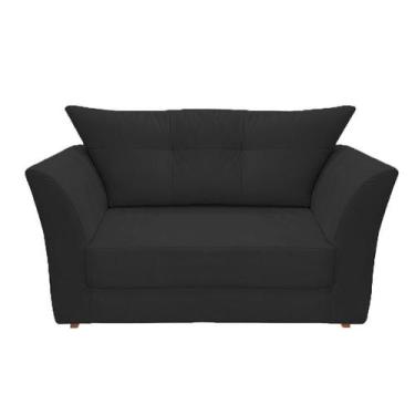 Imagem de Namoradeira Decorativa Isis Suede Preto Pés Madeira Ms Decor - Mansão 