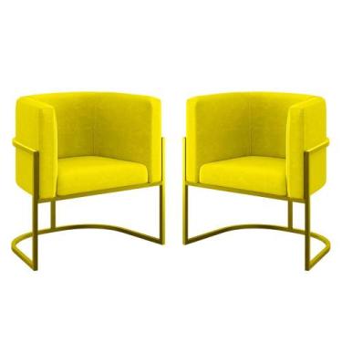 Imagem de Kit 02 Cadeiras Poltrona Lua para Sala Quarto Balaqui Decor - B Balaqu