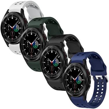 Imagem de Anrir Pulseiras para Galaxy Watch 6 Classic de 47 mm e 43 mm/Galaxy Watch 6 de 44 mm e 40 mm, pulseiras de silicone sem lacunas de 20 mm para Galaxy Watch 5 de 40 mm e 44 mm/Galaxy Watch 5 Pro de 45