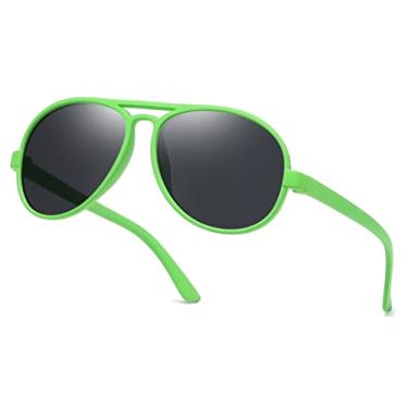 Imagem de LEICO FASHION Óculos de sol aviador à prova de estilhaçamento para bebês e meninas de 0 a 4 anos, Verde | Fumê, One size fits most