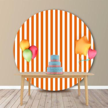 Imagem de Painel Redondo em Jacquard Estampado Listrado Laranja