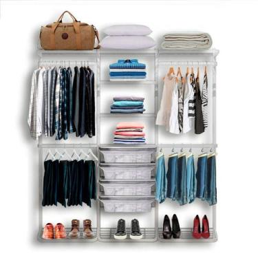 Imagem de Roupeiro Closet Modulado Aramado Gaveta Sapateira Aço 1,90m BR - Casa 