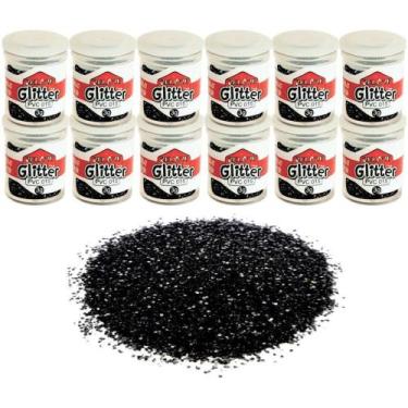 Imagem de Glitter PVC Preto 3G - Pacote com 12 Potes - Honey
