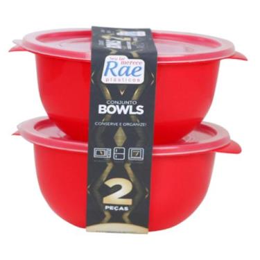 Imagem de Potes vasilha plástica bowl kit 2 peças slim tampa transparente - RAE 