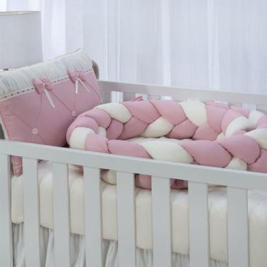 Imagem de Kit enxoval para berço modelo de trança diva rosê menina luxo - MEDINA