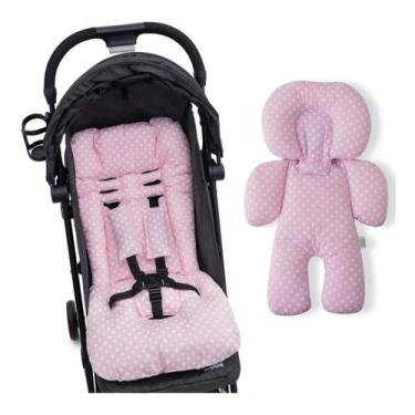 Imagem de KIT 1 ALMOFADA CARRINHO 1 Bebê Conforto - POÁ ROSA - CLICK TUDO