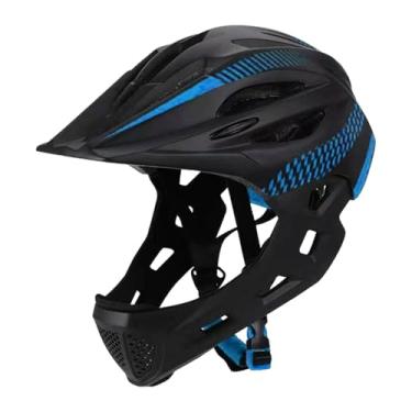Imagem de Aymzbd Capacete de Bicicleta Infantil, Capacete Facial Completo Ajustável, Portátil, Capacete de Bicicleta para Crianças, Skate, Escalada, preto azul
