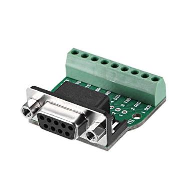 Imagem de uxcell D-sub DB9 Conector de placa breakout 9 pinos 2 fileiras fêmea RS232 porta serial adaptador de bloco terminal sem solda com porcas de posicionamento